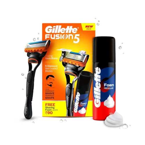 Image of Gillette Fusion Manual Razor+ Shave Foam 50g for Men 