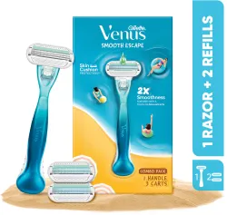 Gillette Venus Smooth Combo pack | Razor plus 2 refills | Aloe vera smooth, Women