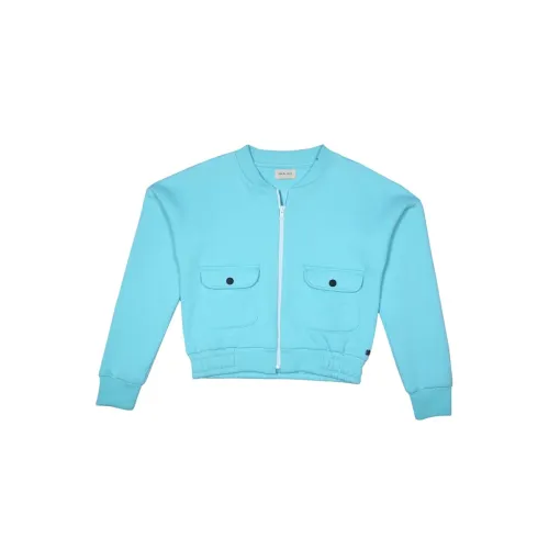 Image of Gini & Jony Girls Sky Blue Plain Knits Jacket