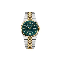 Giordano Analog Watch for Men with Honeycomb Dial, Fluted Bezel, Stainless Steel Strap