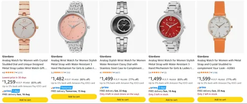 Image of Giordano analog watch for women upto 83 % Discount 