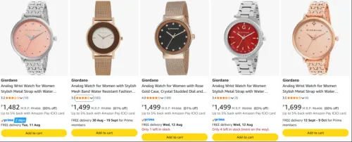 Image of Giordano Analog Watches for women at minimum 80% Discount 
