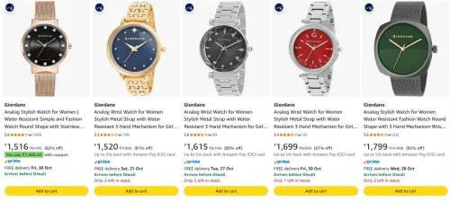 Image of Giordano Analog women's Watch at minimum 70% Discount