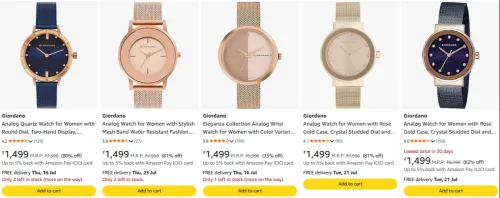 Image of Giordano Analogue Women's Watch upto 83% Discount
