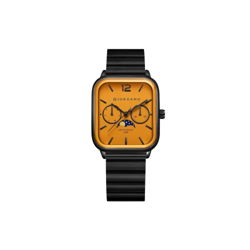 Image of Giordano Classic Square Analog Watch for Men with Moon Phase Display and Stainless Steel Strap - GZ-50117