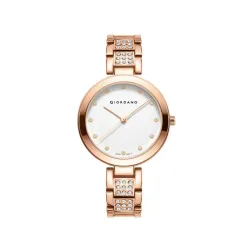 Giordano Eleganza Collection Analog Watch for Women with Crystal-Studded Strap & Diamond IndicesGiordano Eleganza Collec