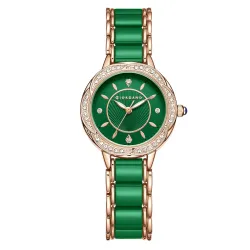 Giordano Flower Case Watch for Women with Crystal-Studded Bezel, Diamond Hour Markers & Dual Tone Stainless Steel Strap