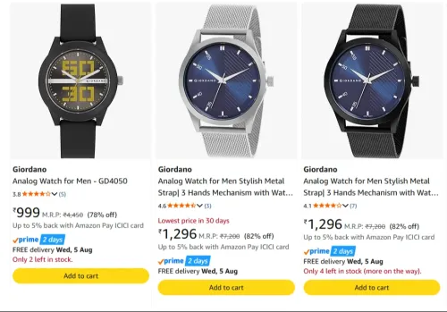Image of Giordano Men's Analog Watch at minimum 75% Discount