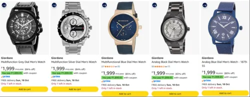 Image of Giordano Men's Watch upto 84% Discount