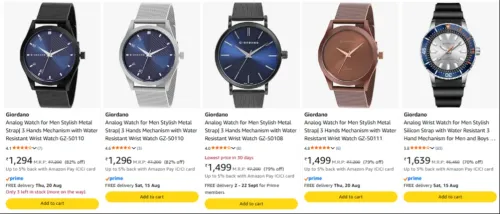 Image of Giordano Men's Wrist Watch upto 82% Discount 