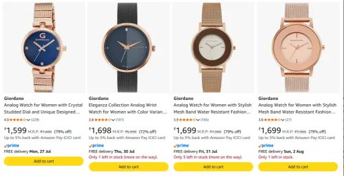 Image of Giordano Watch for Women Minimum 79% Off