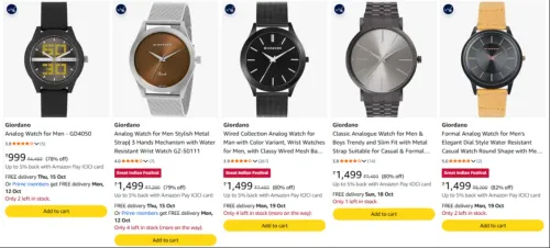 Image of Giordano Watches at Upto 82% Discount