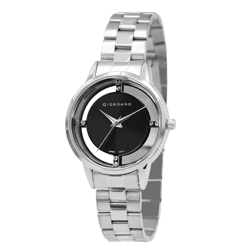 Image of Giordano Analog Stylish Watch for Women with See-Through Dial with Crystal Accents and Stainless Steel Strap