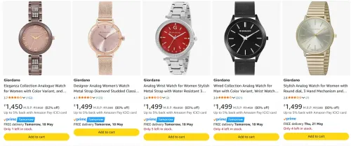 Image of Giordano Women's Watch at minimum 80% Discount