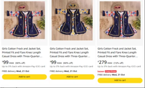 Image of Girls Cotton Frock and Jacket Set at up to 90% Discount
