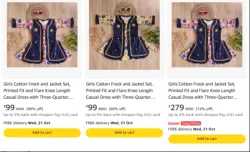 Girls Cotton Frock and Jacket Set at up to 90% Discount