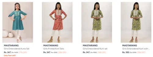 Image of Girls Printed Kurti Sets Starts ₹347
