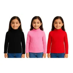 Girls Winter High Neck Sweater Pack of 3
