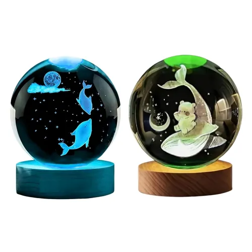 Image of GITGRNTH 3D Crystal Dolphin Lamp Set