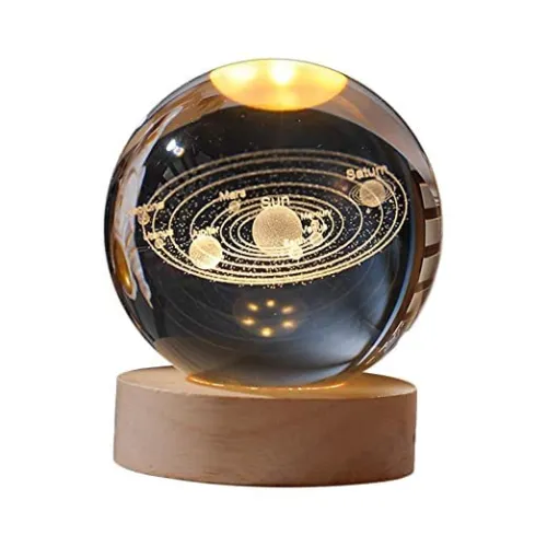 Image of GITGRNTH 3D Galaxy Crystal Ball Lamp - Solar System Night Light, 3D Galaxy Crystal Ball Light Lamp with USB Powered 3.15