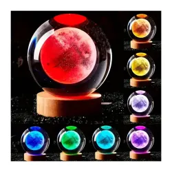 GITGRNTH 3D Moon Crystal Ball Lamp with Automatic Color Changing (16 Color Moon)