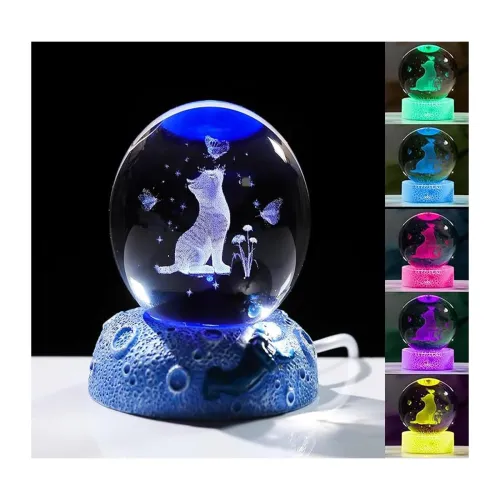 Image of GITGRNTH 3D Crystal Hand Cat LED Night Lamp