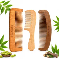 GITGRNTH Neem Wood Hair Comb Combo Pack of 3 