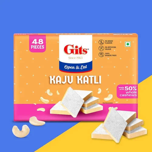 Image of Gits Kaju Katli 500 Gm X 1 Box (48 Pieces) | Kaju Katli Made with Finest Cashews | Kaju Barfi | Indian Mithai | No Added