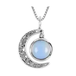 GIVA 925 Silver Oxidised Silver Moonstone Pendant with Box Chain