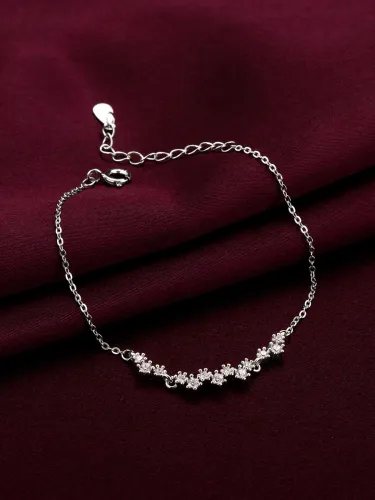 Image of GIVA Sterling Silver Zircon Rhodium Bracelet