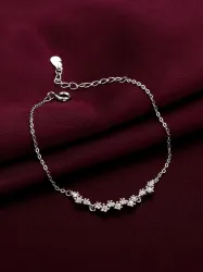 GIVA Sterling Silver Zircon Rhodium Bracelet