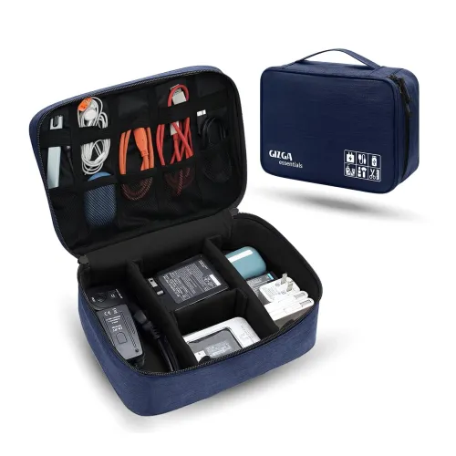 Image of Gizga Essentials Electronics Organizer Bag | Travel Case for Cables, Chargers & Accessories | Adjustable Multifunctional