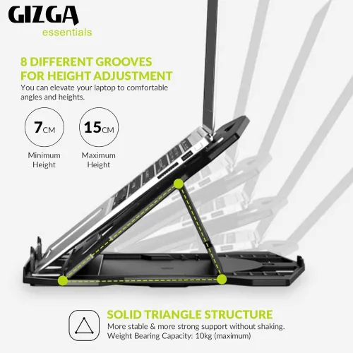 Image of GIZGA Essentials Laptop Stand Riser for 12 to 15.6 Inch Laptop, MacBook, Tablet| Ergonomic Height/Angle Adjustable Stand