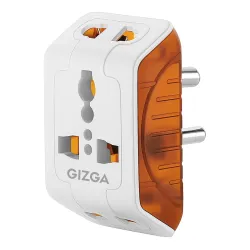 Gizga essentials 3 Pin Multi Plug Socket | Universal Travel Adaptor with Multiple Charging Ports, 6A Support, Compact Design | for Laptop, Smartphone, Hair Dryer, Iron