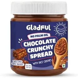 Gladful Chocolate Crunchy Spread 300g | No Palm Oil | No Refined Sugar | With Crispy Rice | Clean Ingredients | Healthy Chocolatey Spread