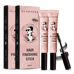 GLAMVEDA Black Hair Finishing Gel Stick For Women 20ml Pack of 2 | Frizz Free Hair Wax Stick Wand For Flyaway Hairs, Non