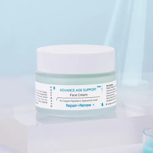 Image of Glamveda 1% Copper Peptide & Hyaluronic Acid Moisturizer Cream- 50g | Reduces Fine Lines & Wrinkles Deep Moisturizing Fa
