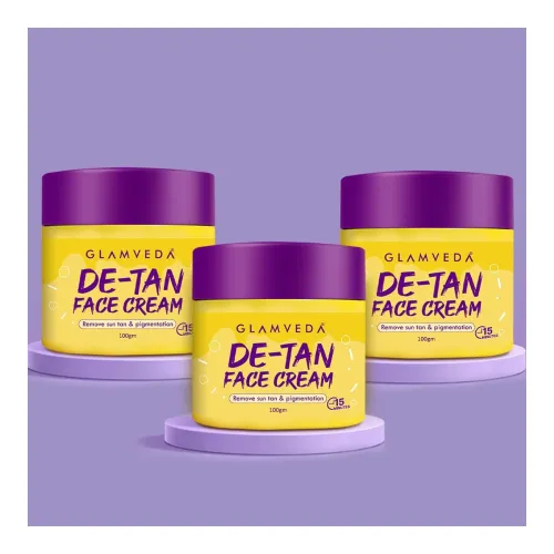 Image of Glamveda De-Tan Cream Mask | Tan Vanish Glow Boosting Formula for Glowing Skin 100 gm (Pack of 3) | Reduces Pigmentation