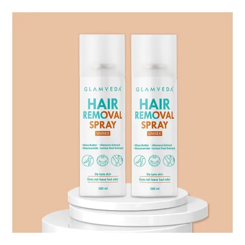 Image of Glamveda Hair Removal Spray for Women & Men (200ml Pack of 2) | Removes Body Tan | Painless & Irritation Free Body Hair 