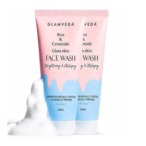 Image of Glamveda Rice & Ceramide Glass Skin Rice Water Bright Facewash 