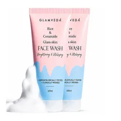 Glamveda Rice & Ceramide Glass Skin Rice Water Bright Facewash