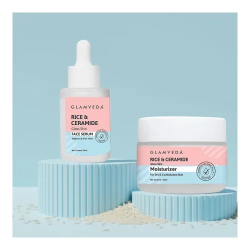 Image of Glamveda Rice & Ceramide Face Serum & Moisturizer Combo