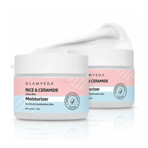 Image of Glamveda Rice & Ceramide Face Moisturizer Cream 100ml (Pack of 2)