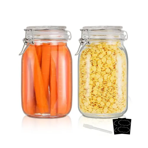 Image of Glass Jars With Airtight Lids Canisters 