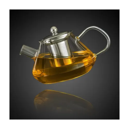 Image of Glass Kettle for Gas Stove - Borosilicate Glass Teapot with Stainless Steel Infuser, Heat-Resistant, Drip-Free Spout, 