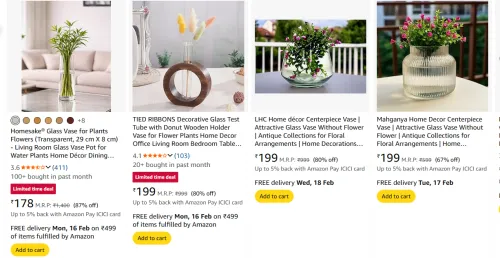 Image of Glass Vase for plant starting from ₹178