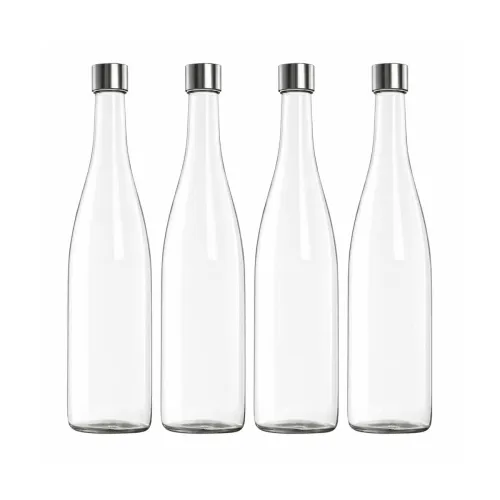 Image of Glass Water Bottle 750 MLPlain Narrow Mouth for Beverages, Oil, Vinegar, Beer, Water, Soda, Airtight Lid & Leak Proof Ca