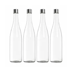 Glass Water Bottle 750 MLPlain Narrow Mouth for Beverages, Oil, Vinegar, Beer, Water, Soda, Airtight Lid & Leak Proof Ca