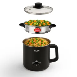 Glen Multicooker Electric Kettle Multipurpose 1.5 Litre, 600W, with Steamer, Cook, Boil & Steam, Egg Boiler, Auto Shut-o