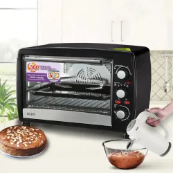 Glen 30-Litre Oven Toaster Grill OTG 5030+Hand Mixer 4059 Combo, black